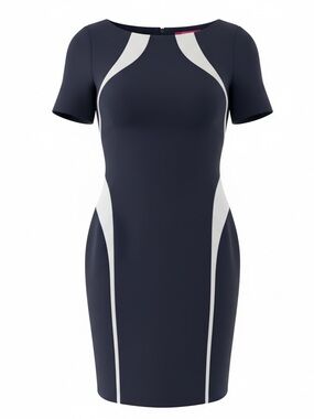Catherine Malandrino Navy and White Colorblock Mini Dress